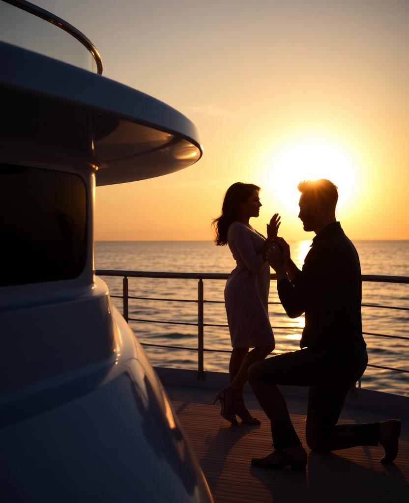 Proposal moment at sunset